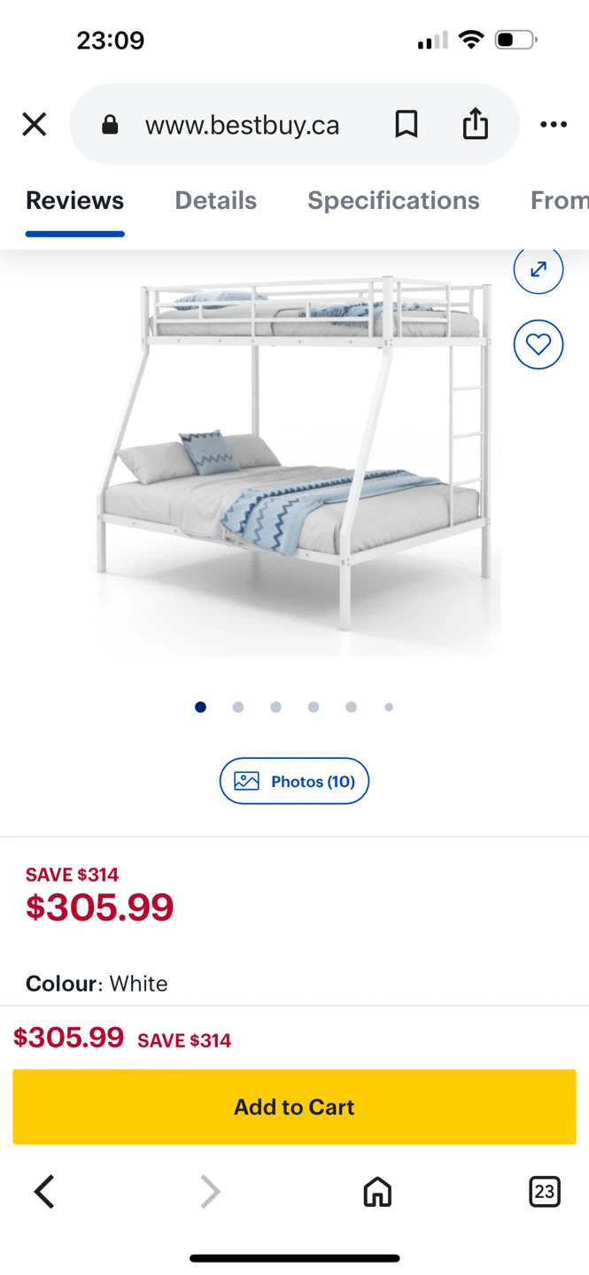 White Metal Bunk Bed - photo 2
