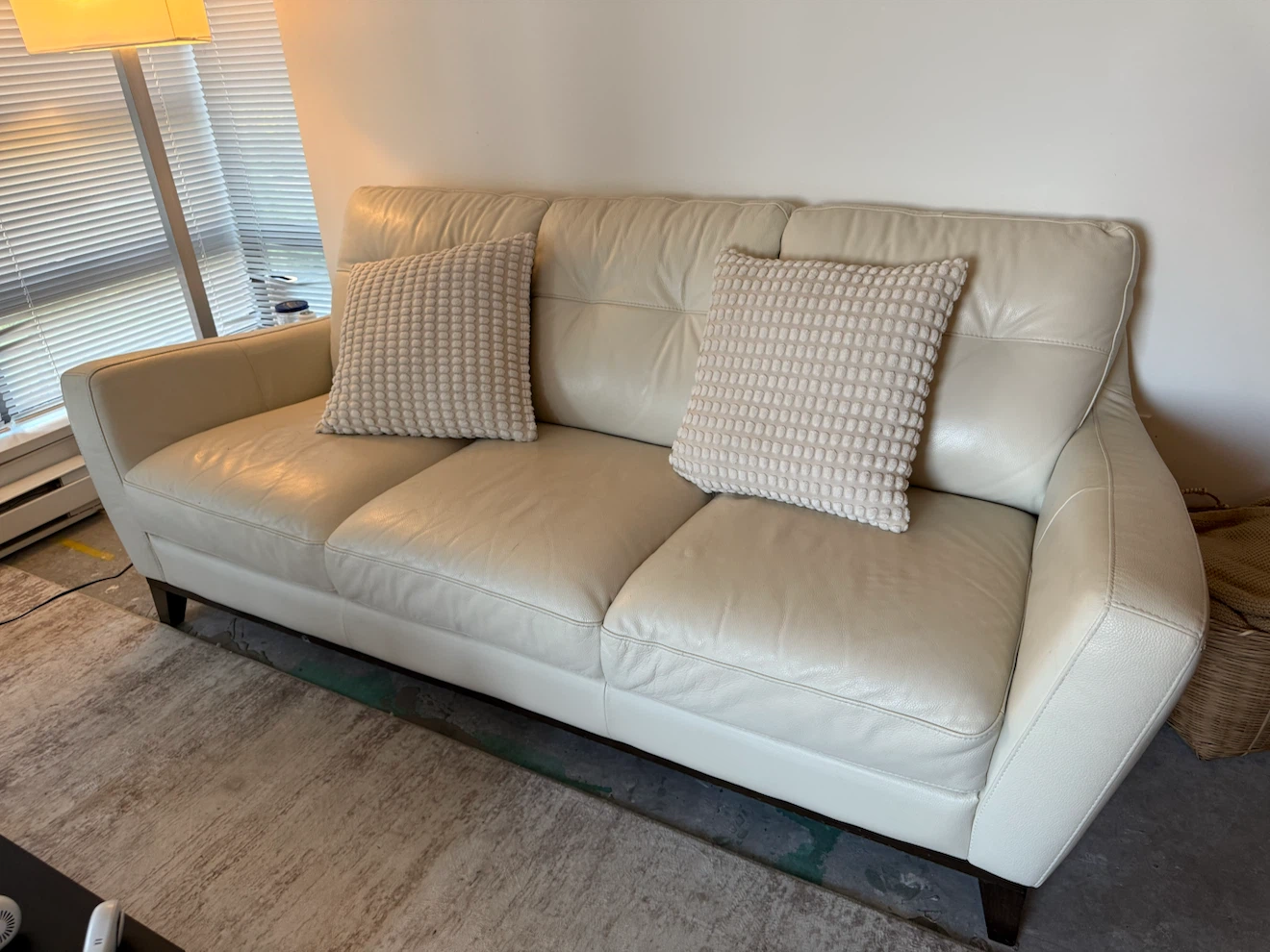 Natuzzi White Leather Sofa