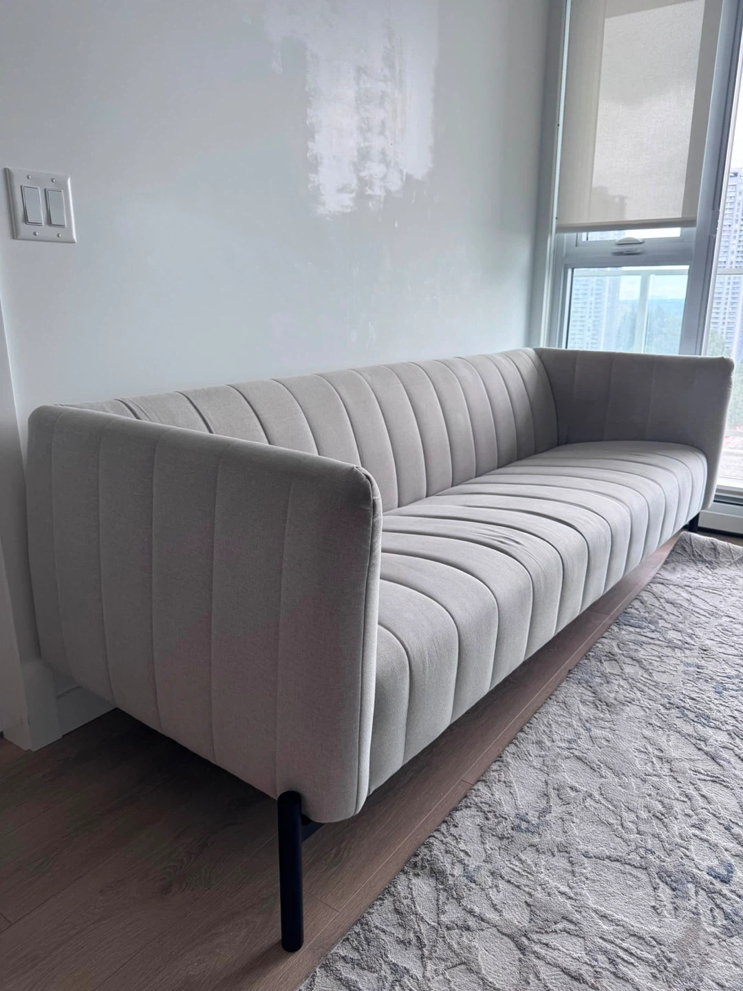 81” Light Grey Channel Tufted Sofa - photo 2