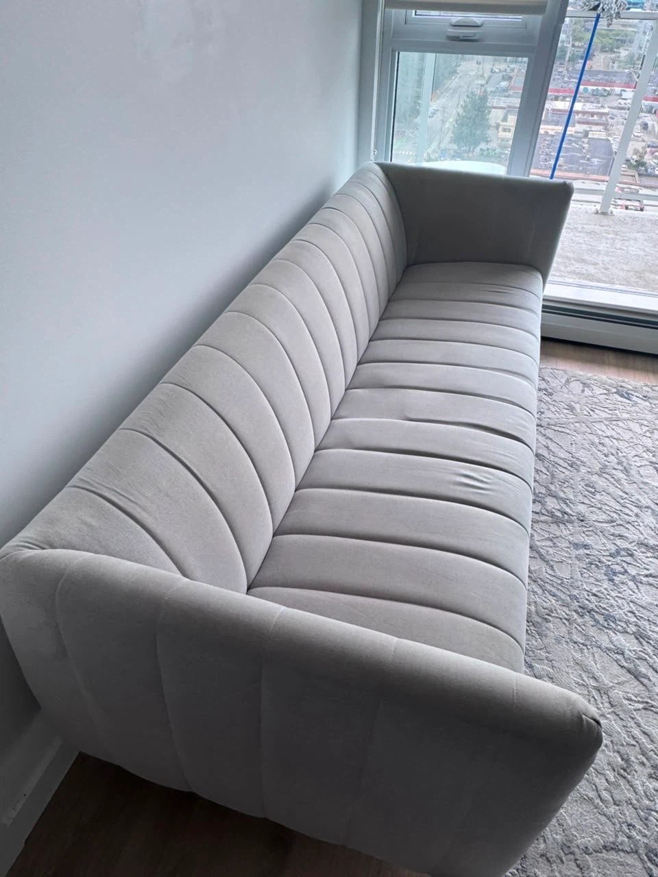 81” Light Grey Channel Tufted Sofa - photo 4