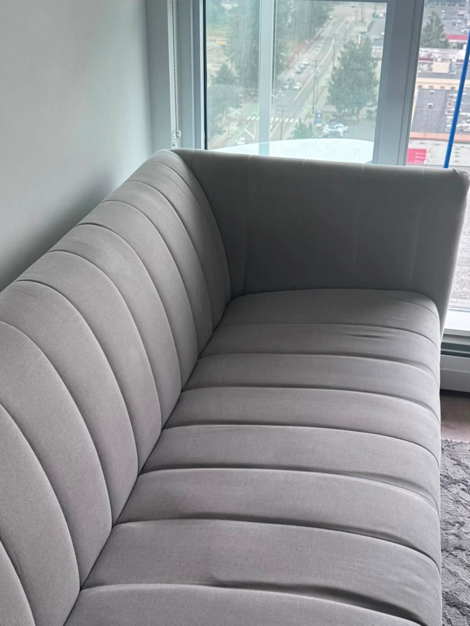 81” Light Grey Channel Tufted Sofa - photo 5