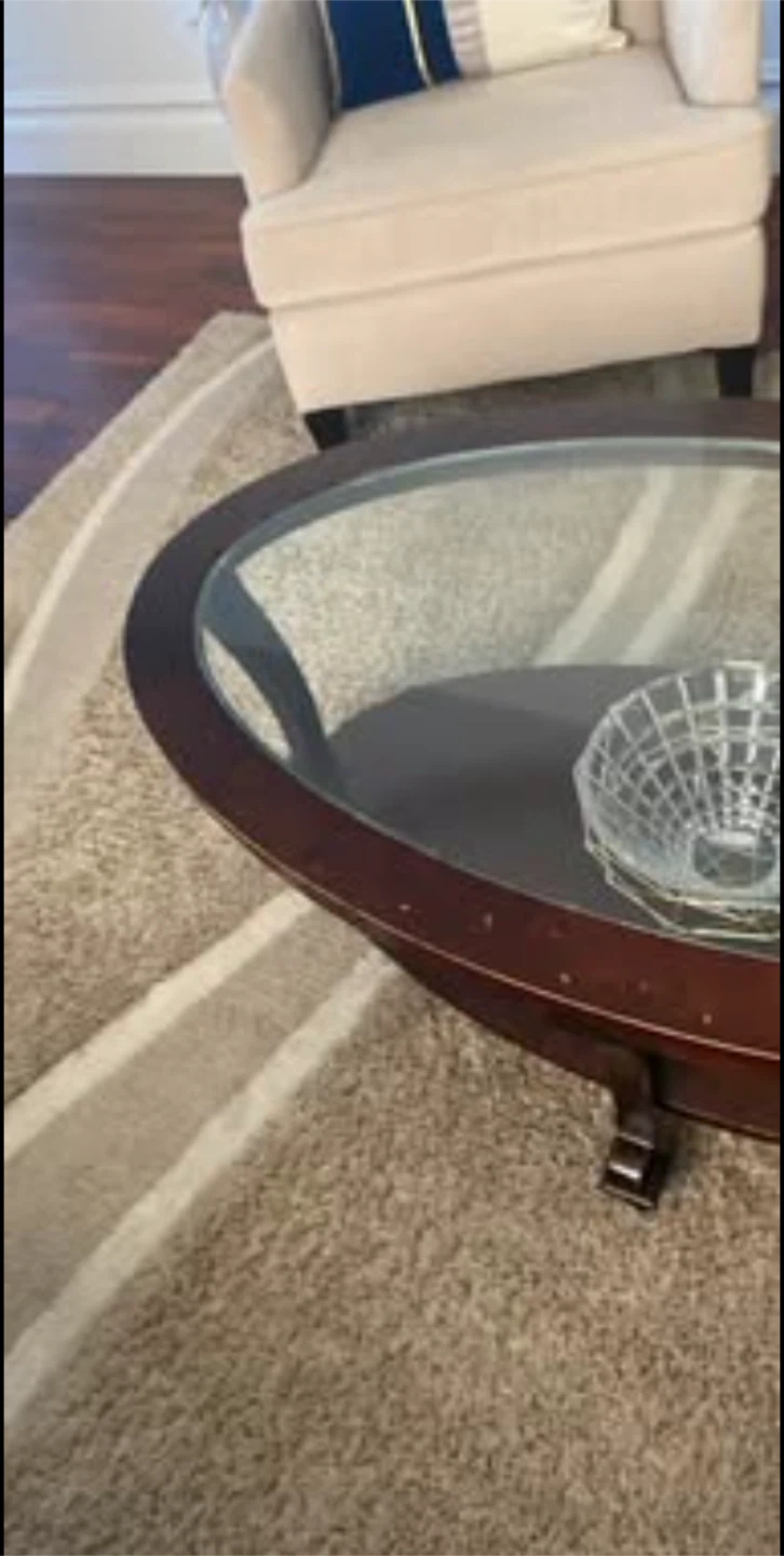 Oval Wood and Glass Coffee Table