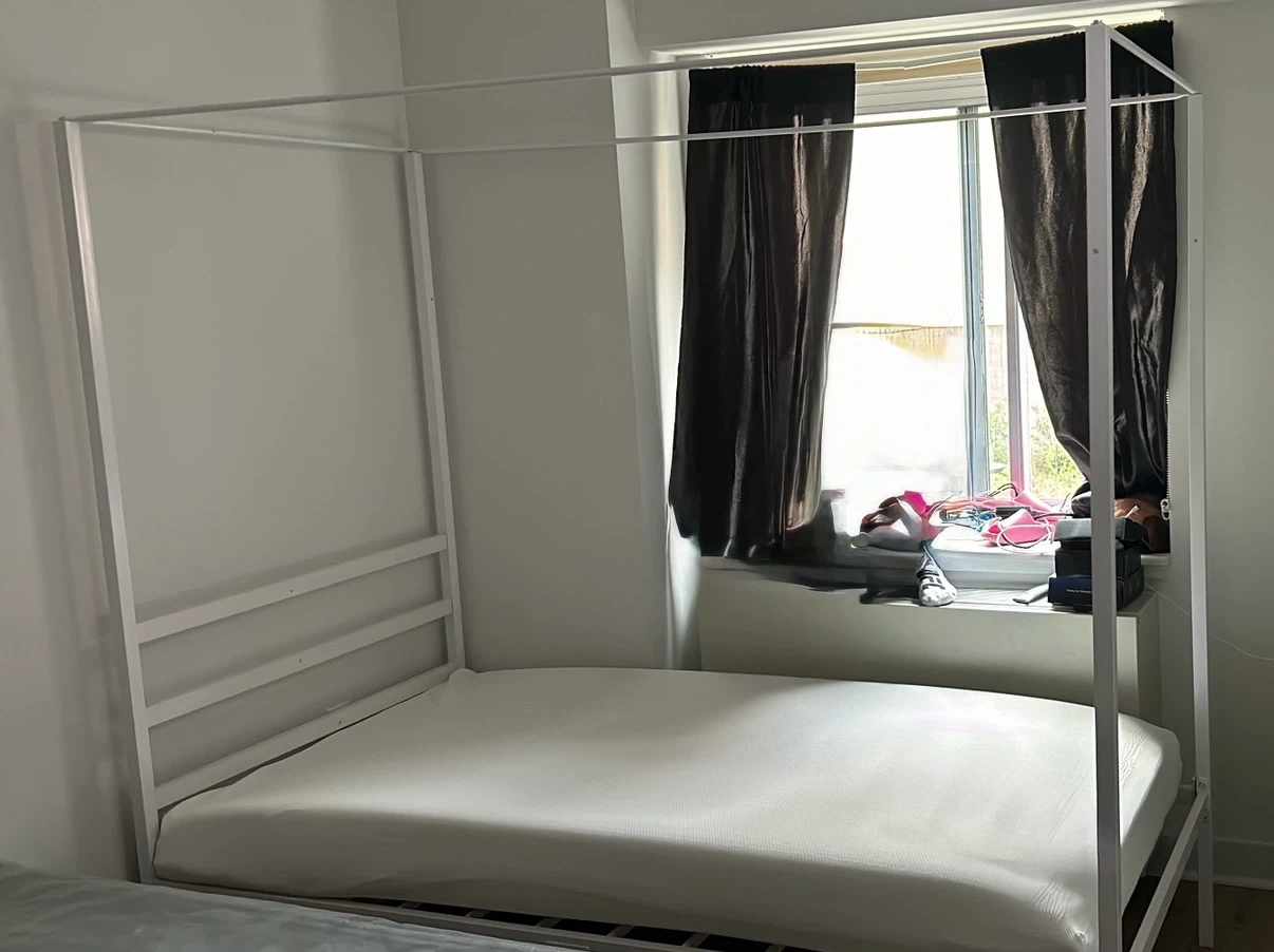 White Metal Canopy Bed Frame - Twin Size - photo 2