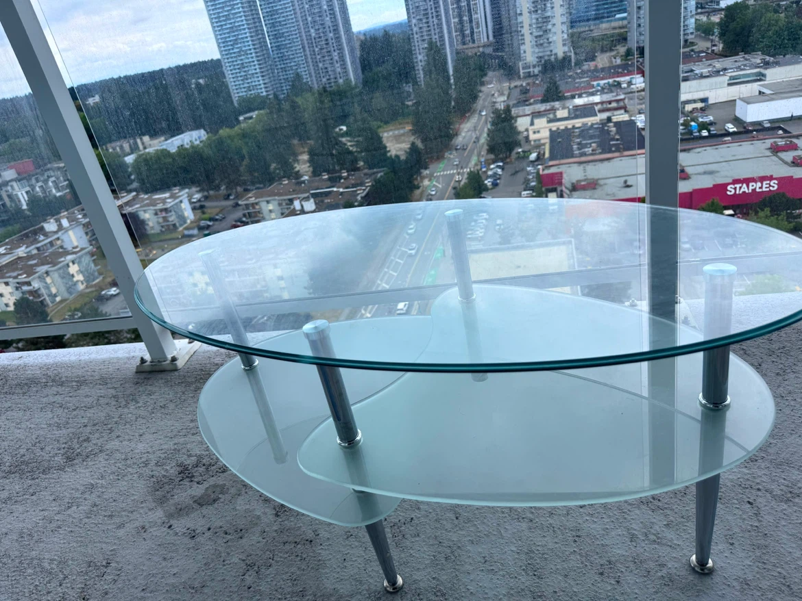 Latitude Run Modern 3-Tier Oval Glass Coffee Table