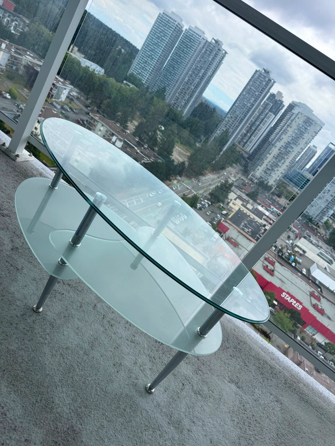 Latitude Run Modern 3-Tier Oval Glass Coffee Table - photo 2