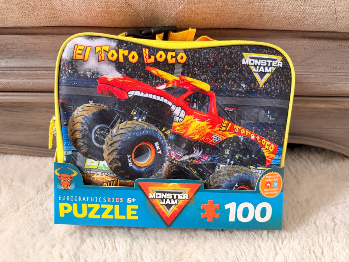 New El Toro Loco Monster Jam Insulated Lunch Bag & Puzzle Set