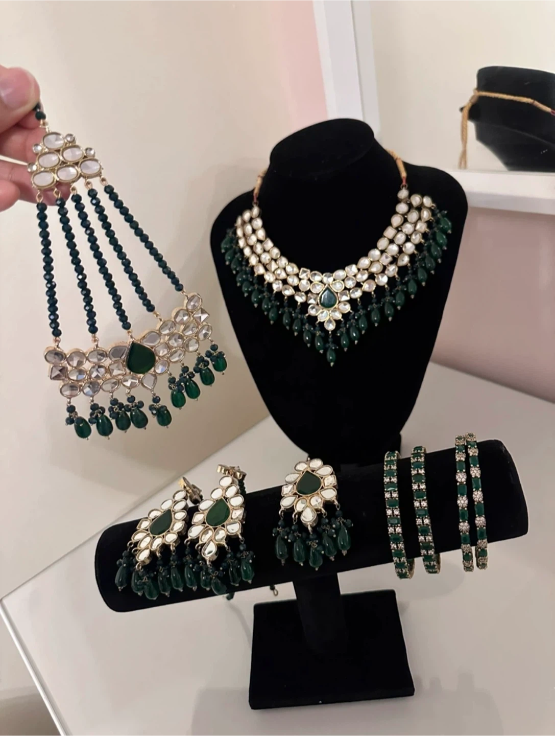 Green Kundan Jewellery Set - photo 2