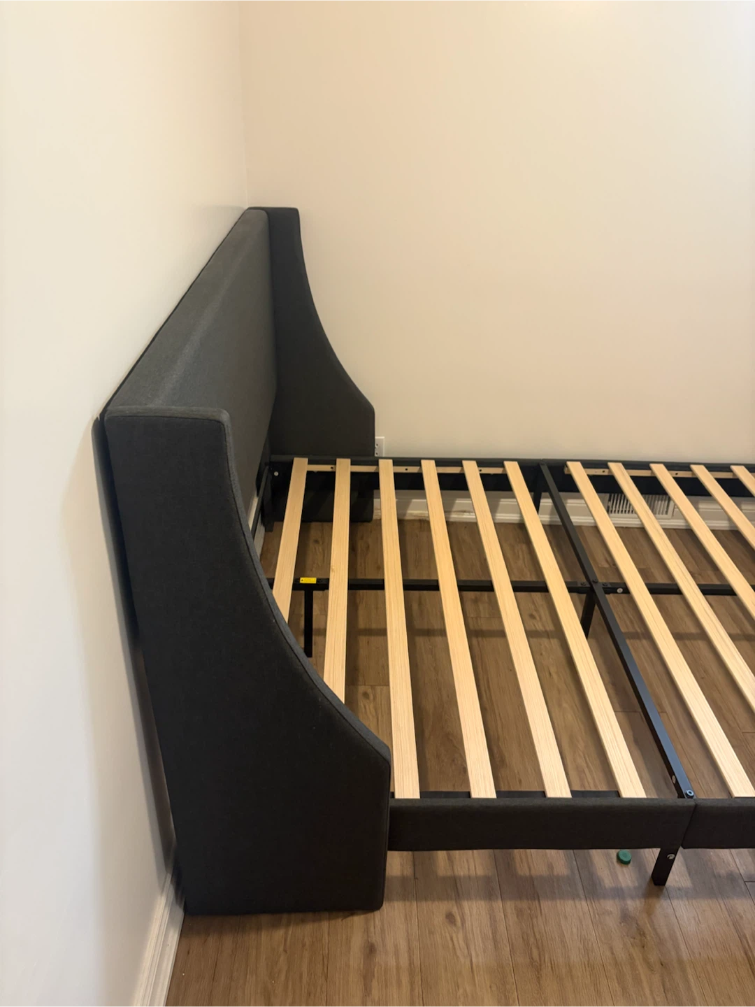Dark Grey Upholstered Bed Frame with Headboard (QUEEN) - photo 2