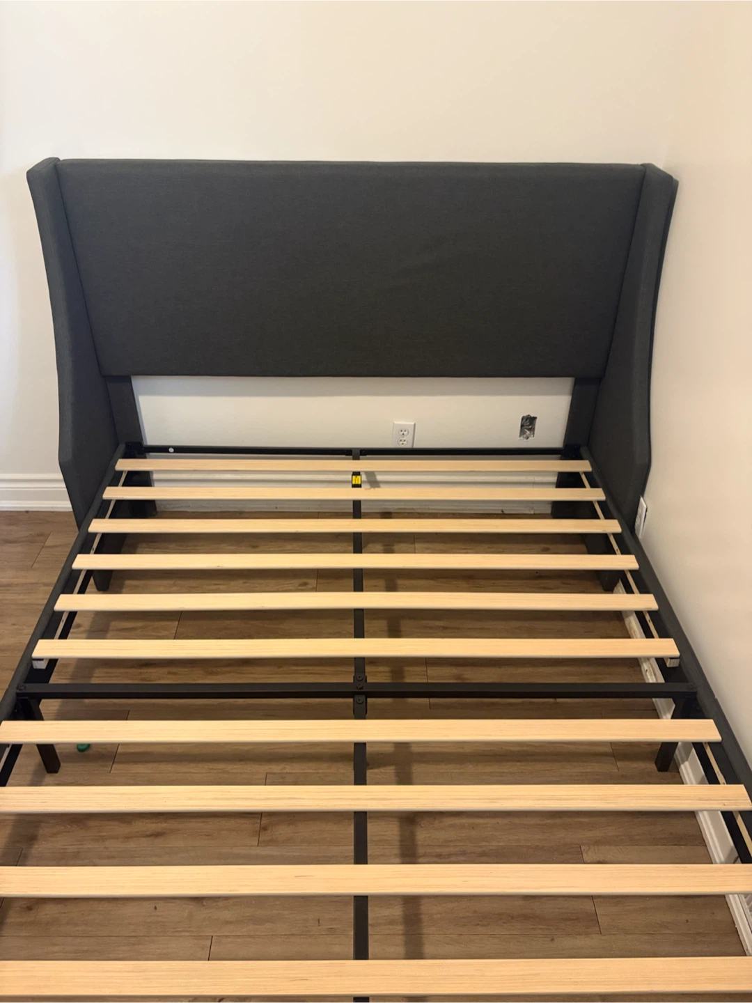 Dark Grey Upholstered Bed Frame with Headboard (QUEEN) - photo 3