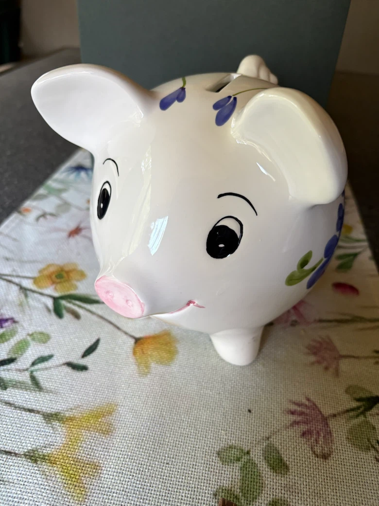 Piggy Bank with Floral Design