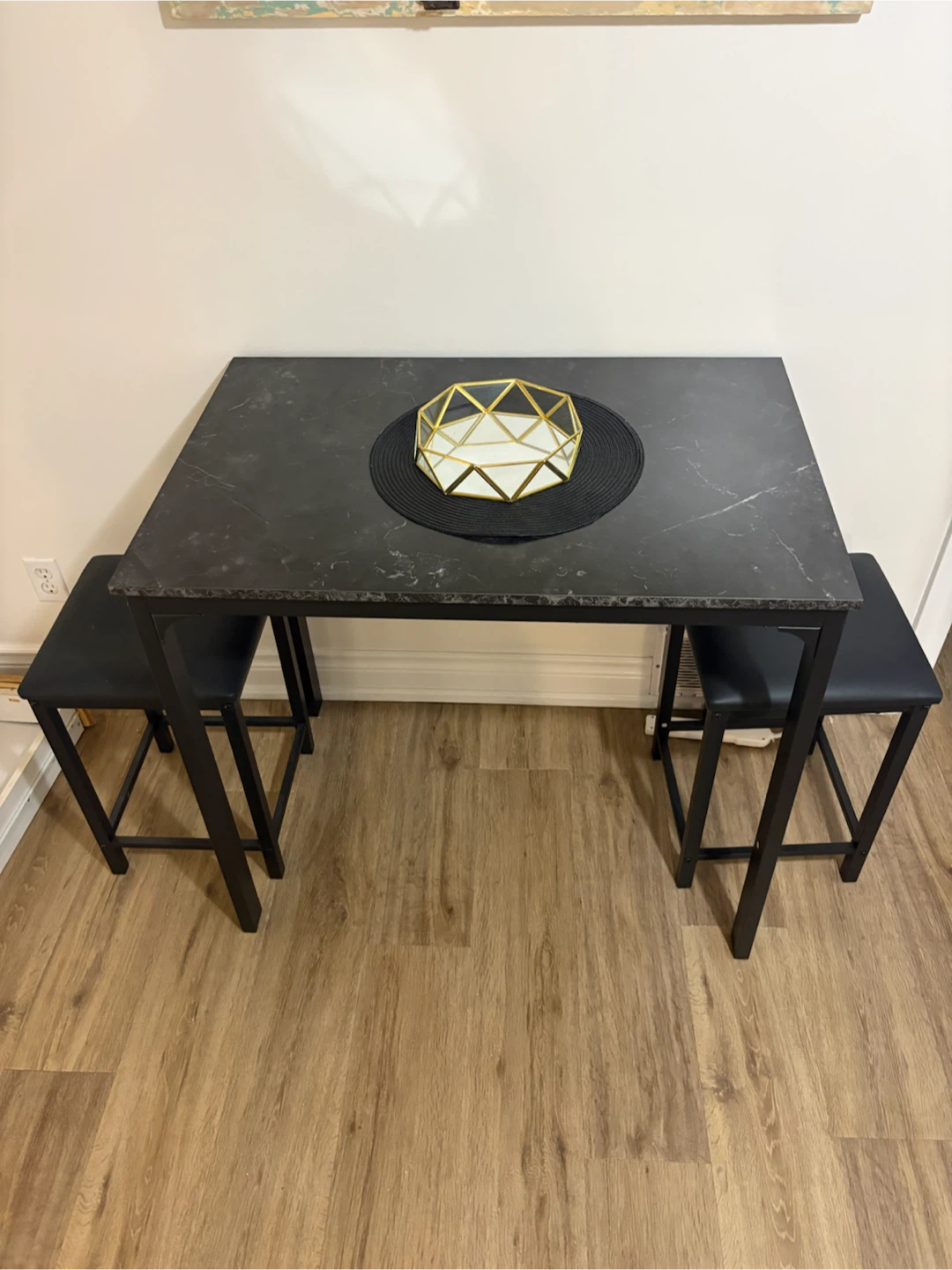 Black Counter Height Dining Set with 2 Stools