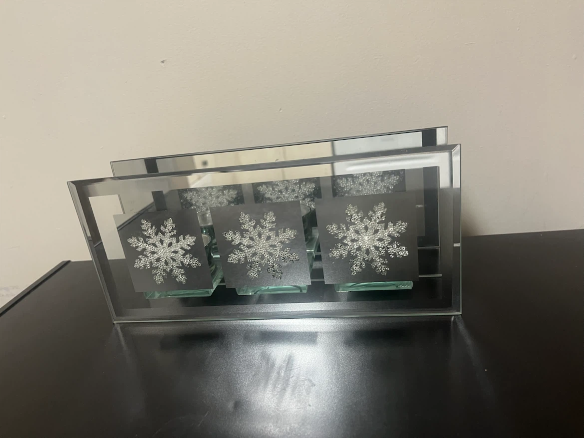 Mirrored Photo Frame with Snowflakes
