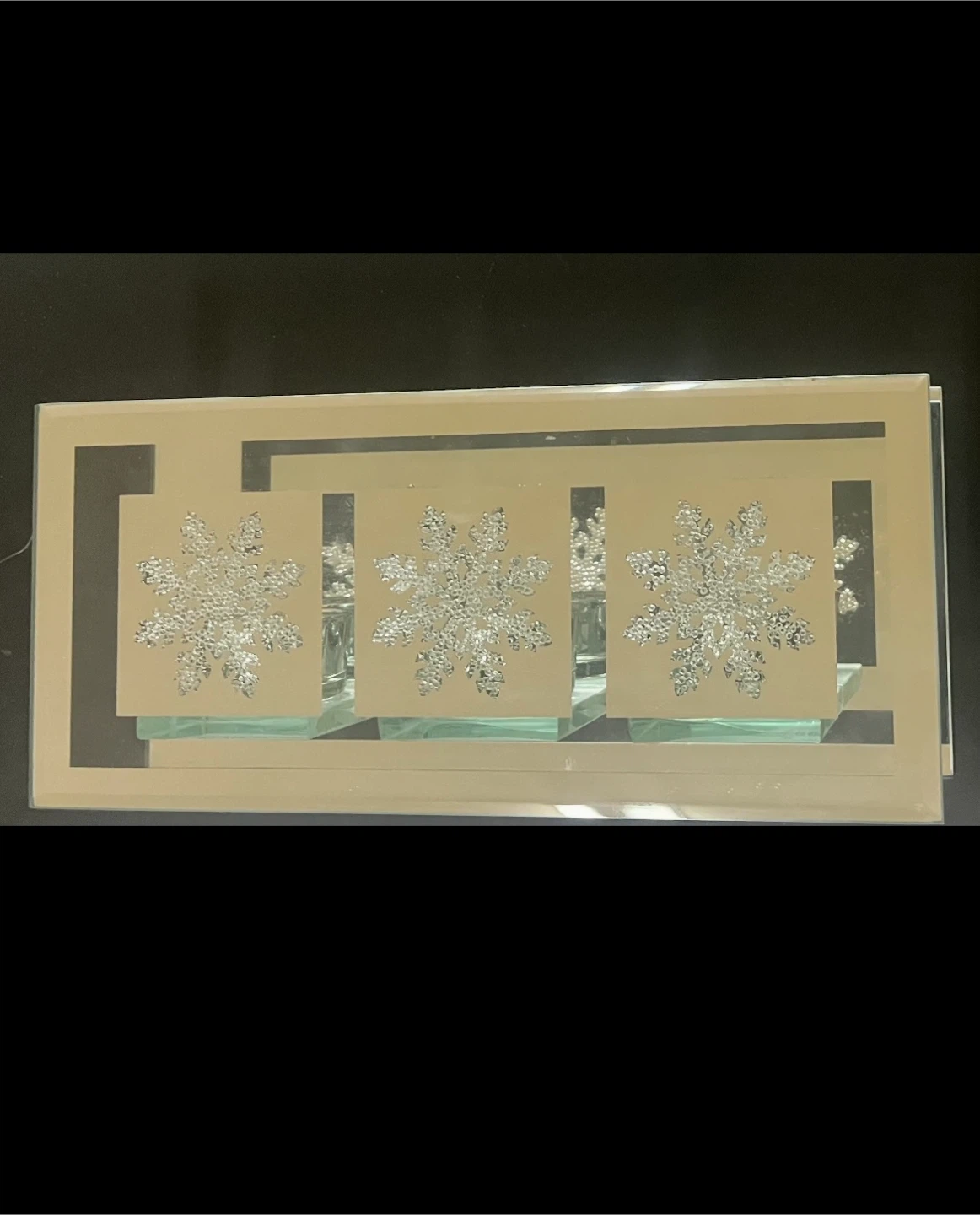 Mirrored Photo Frame with Snowflakes - photo 3