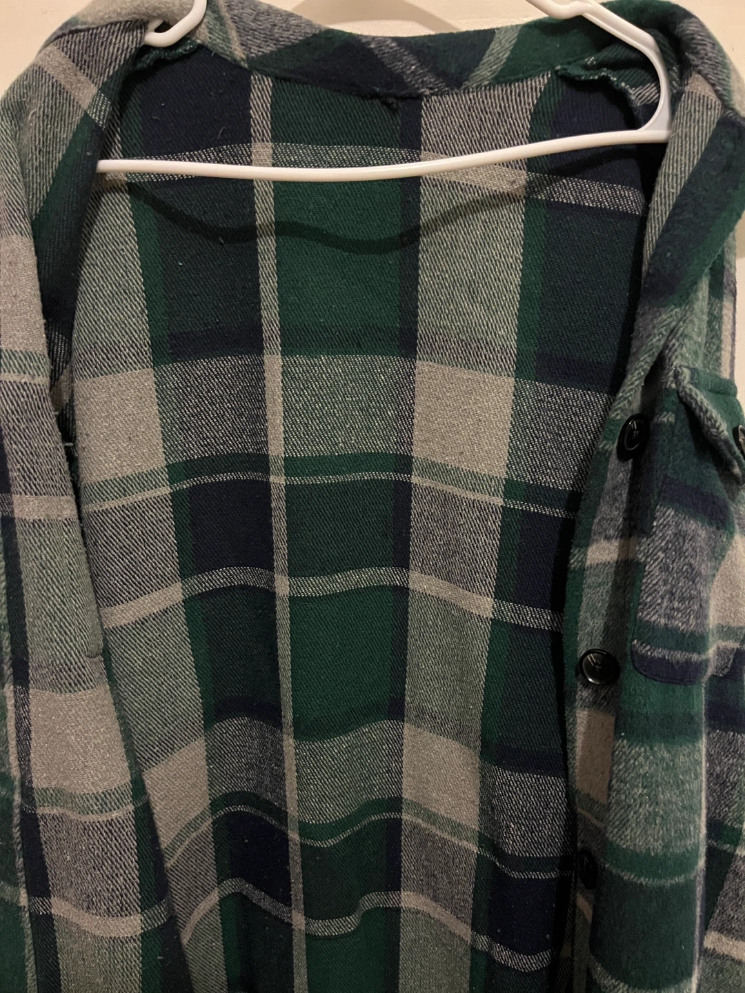 Woman's Green Plaid Long Button Shacket - photo 4