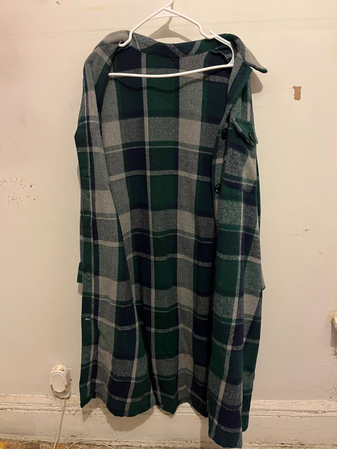 Woman's Green Plaid Long Button Shacket - photo 5