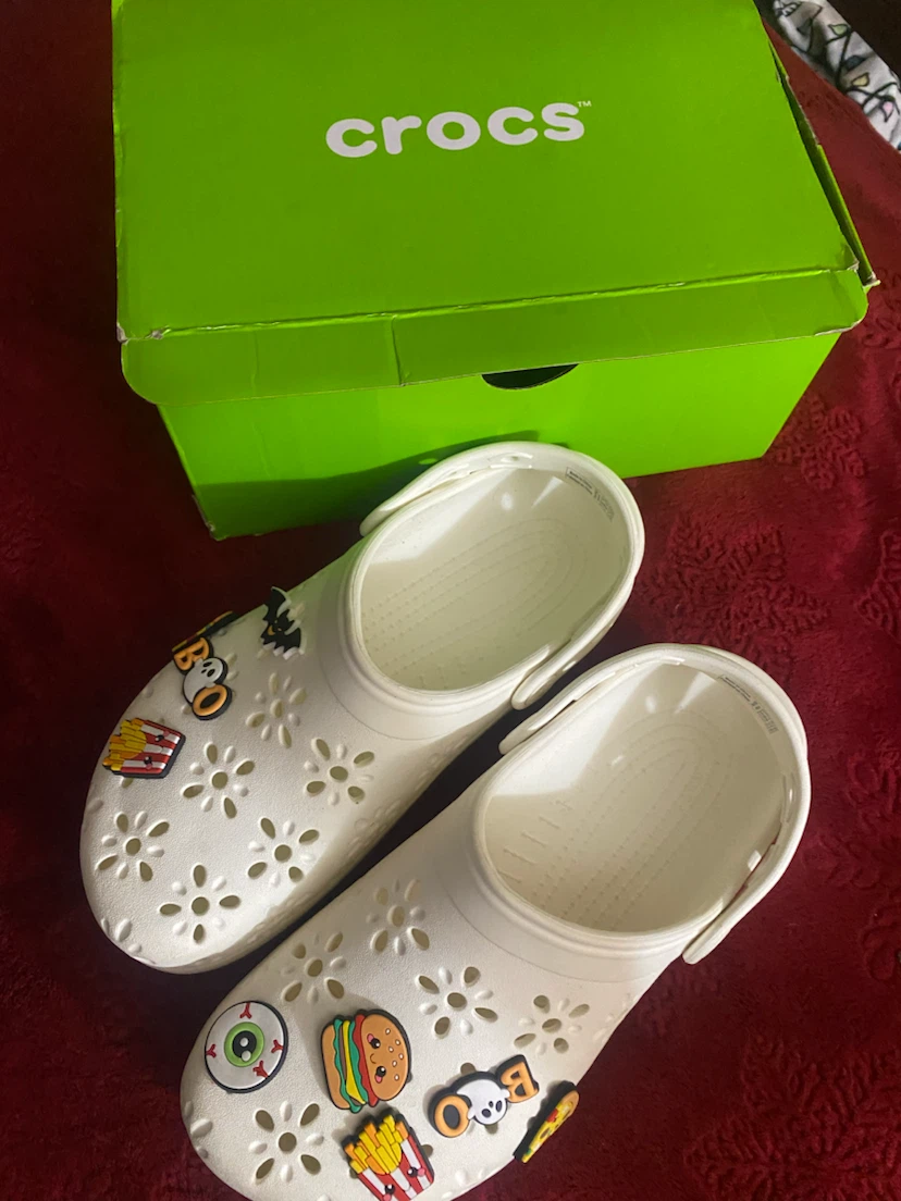 Crocs White Halloween Jibbitz Clogs Size W8