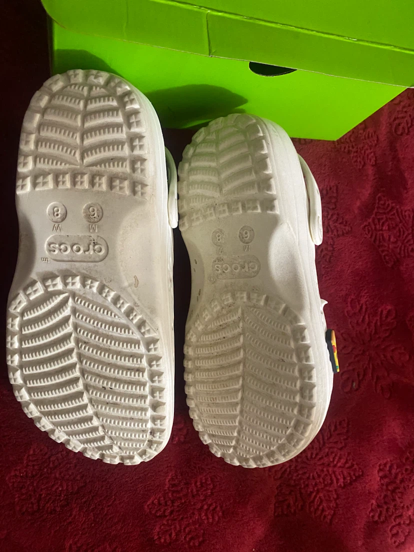 Crocs White Halloween Jibbitz Clogs Size W8 - photo 3