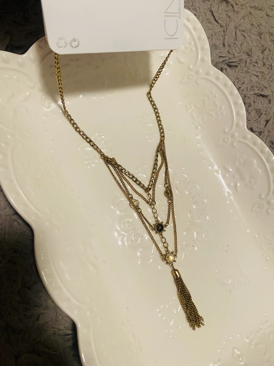 New /Unused ICING Layered Tassel Necklace