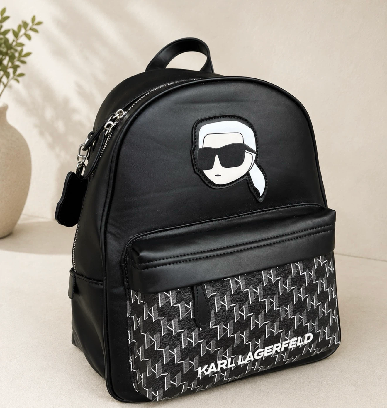 Karl Lagerfeld Black Backpack with Karlito graphic