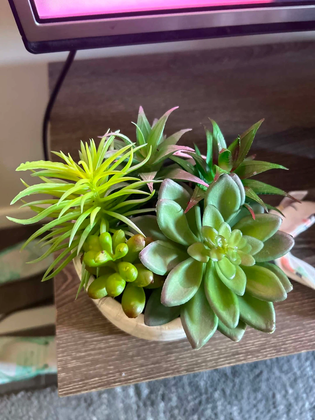 Artificial Succulent Arrangement in Marble Pot