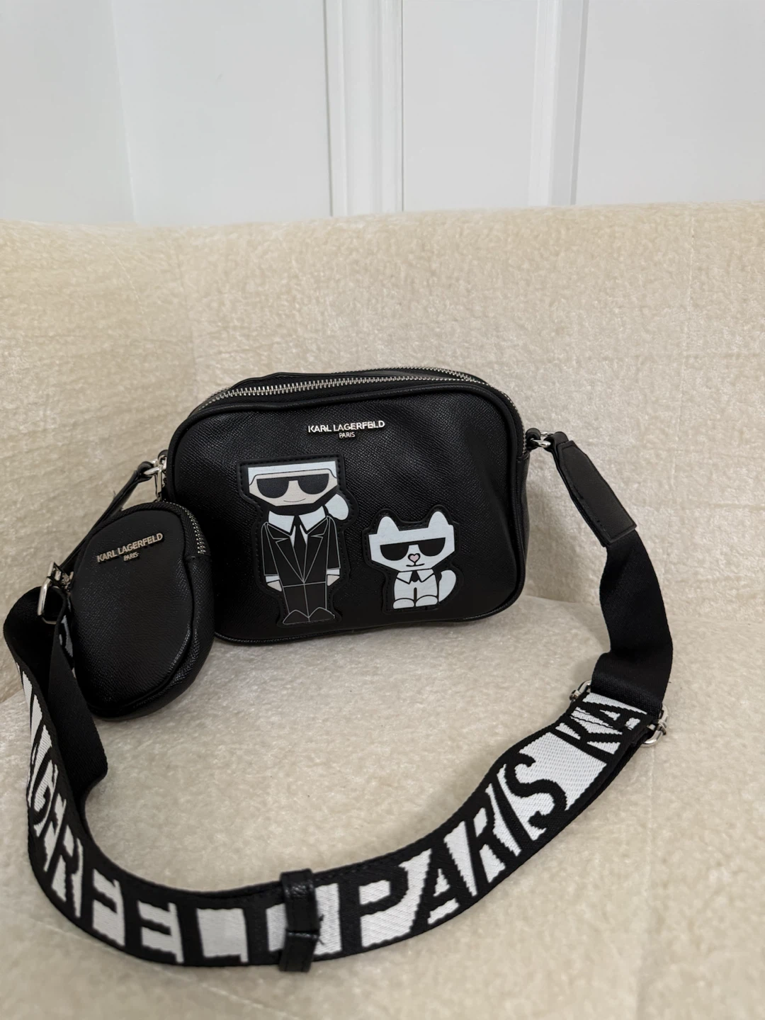 Karl Lagerfeld Black Crossbody Bag with Coin Pouch