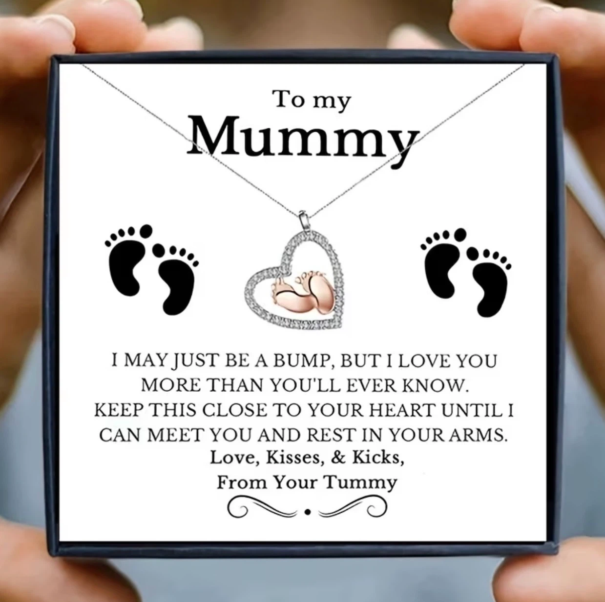 Heart Baby Feet Necklace gift for expectant Mom
