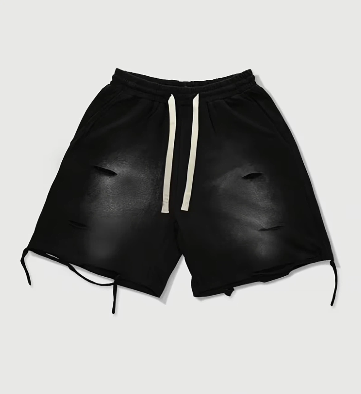 Black Distressed Athletic Shorts - photo 2