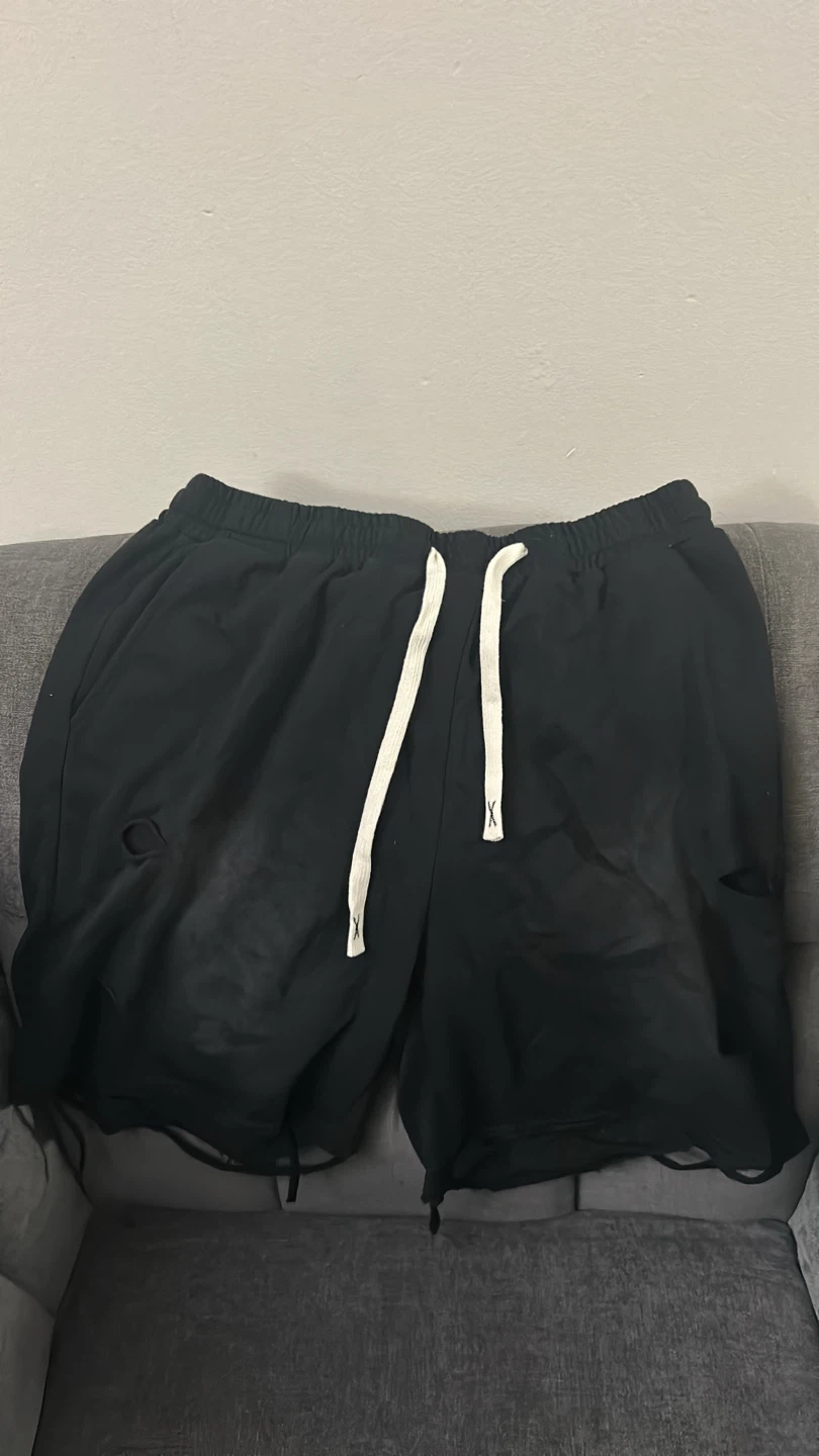 Black Distressed Athletic Shorts