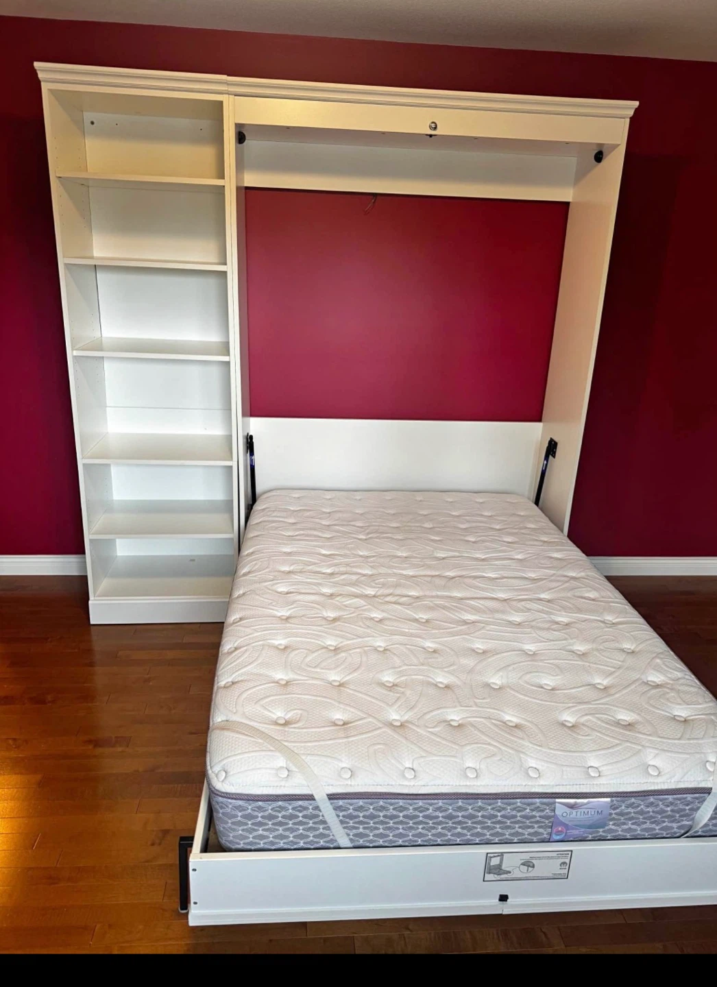 White Murphy Bed with Built-in Bookshelf - photo 2