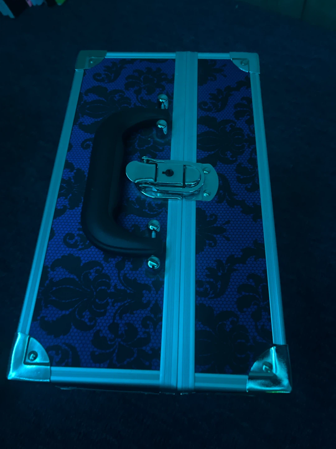 Purple Damask Makeup Train Case - photo 2