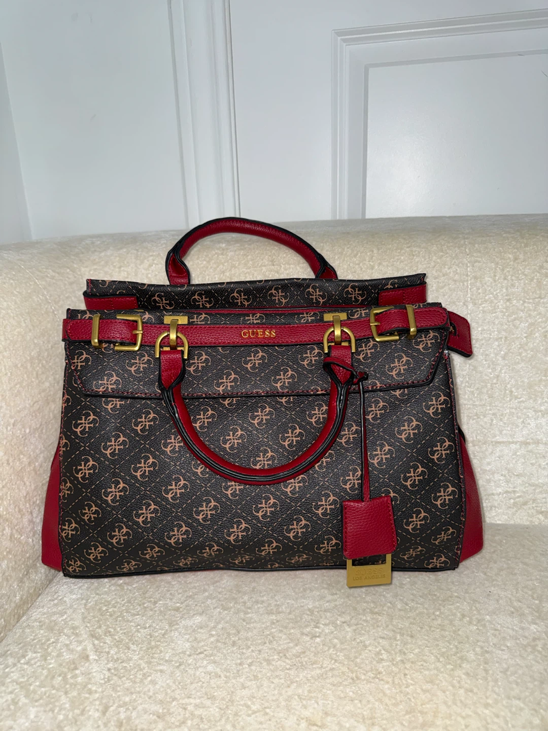 Guess Satchel Handbag - Brown/Red