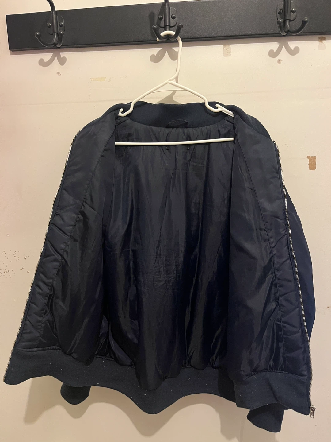Misguided Navy Oversized Players Bomber Jacket | Varsity Style | - photo 2