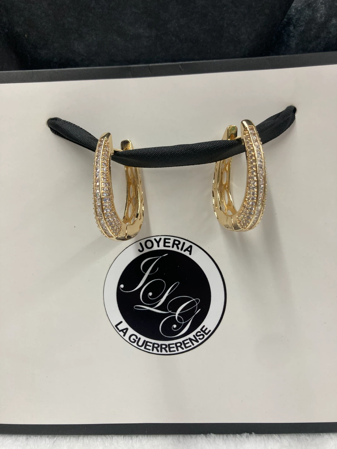 Gold Plated Hoop Earrings with Crystals