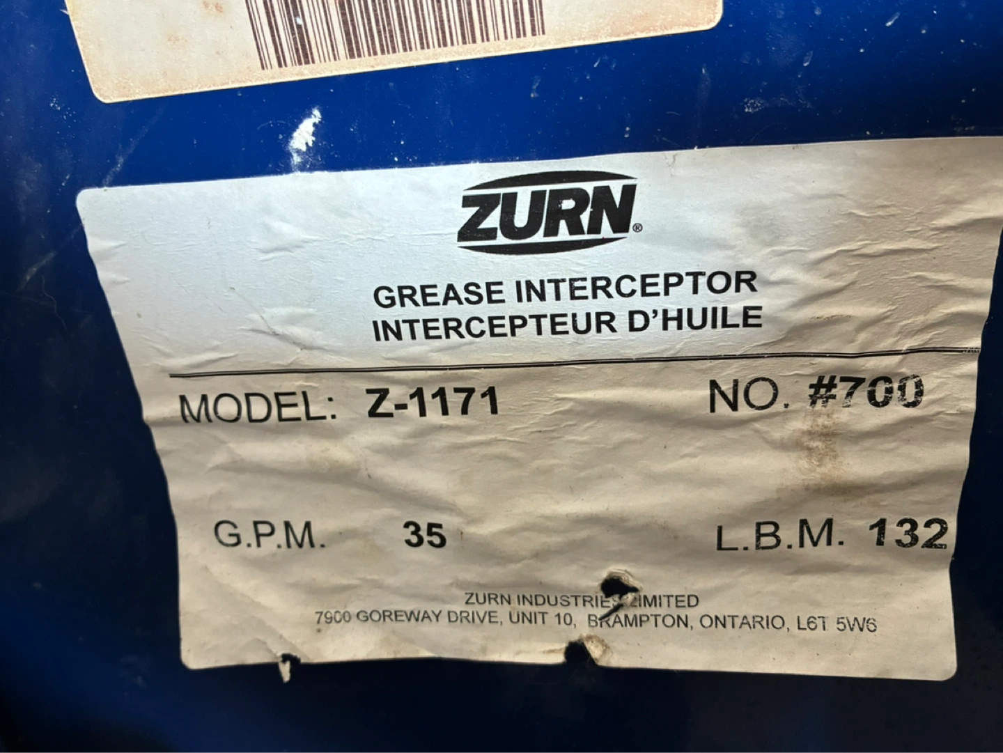Zurn Grease Interceptor Model Z-1171 - photo 3