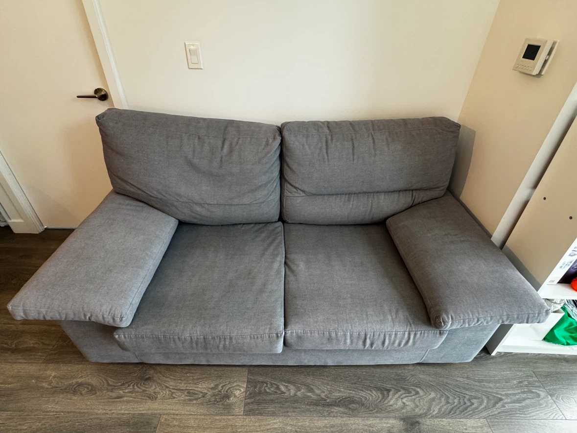 Grey Loveseat Sofa Removable Cover