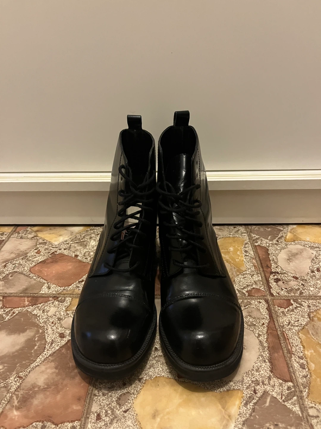 Diba Black Lace - Up Combat Ankle Boots