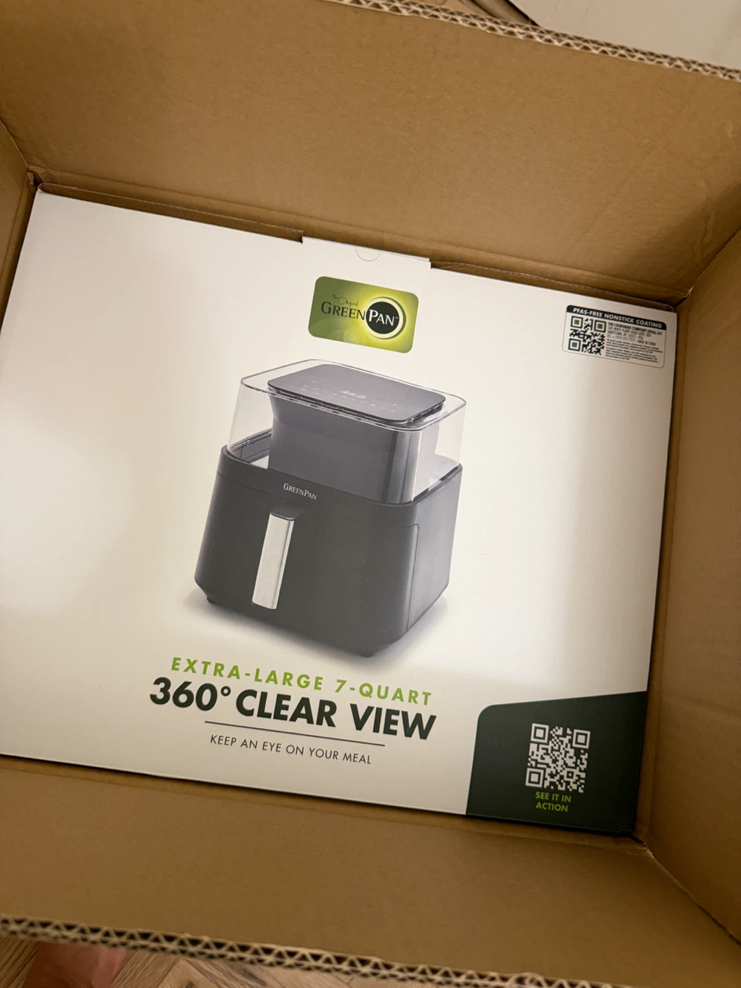 NEW GreenPan Bistro 7-Quart 360° Clear View Air Fryer - photo 2