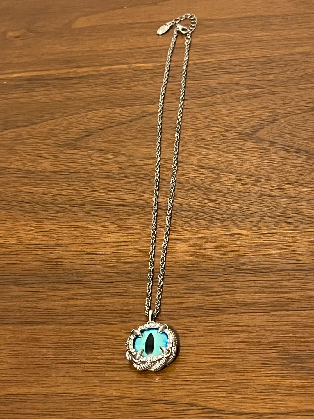 Silver Dragon Eye Pendant Necklace