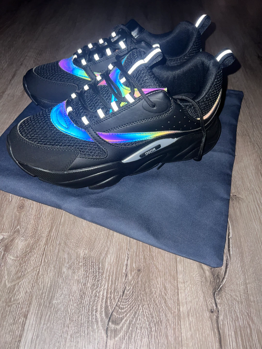 Dior, rainbow reflective shoes, designer