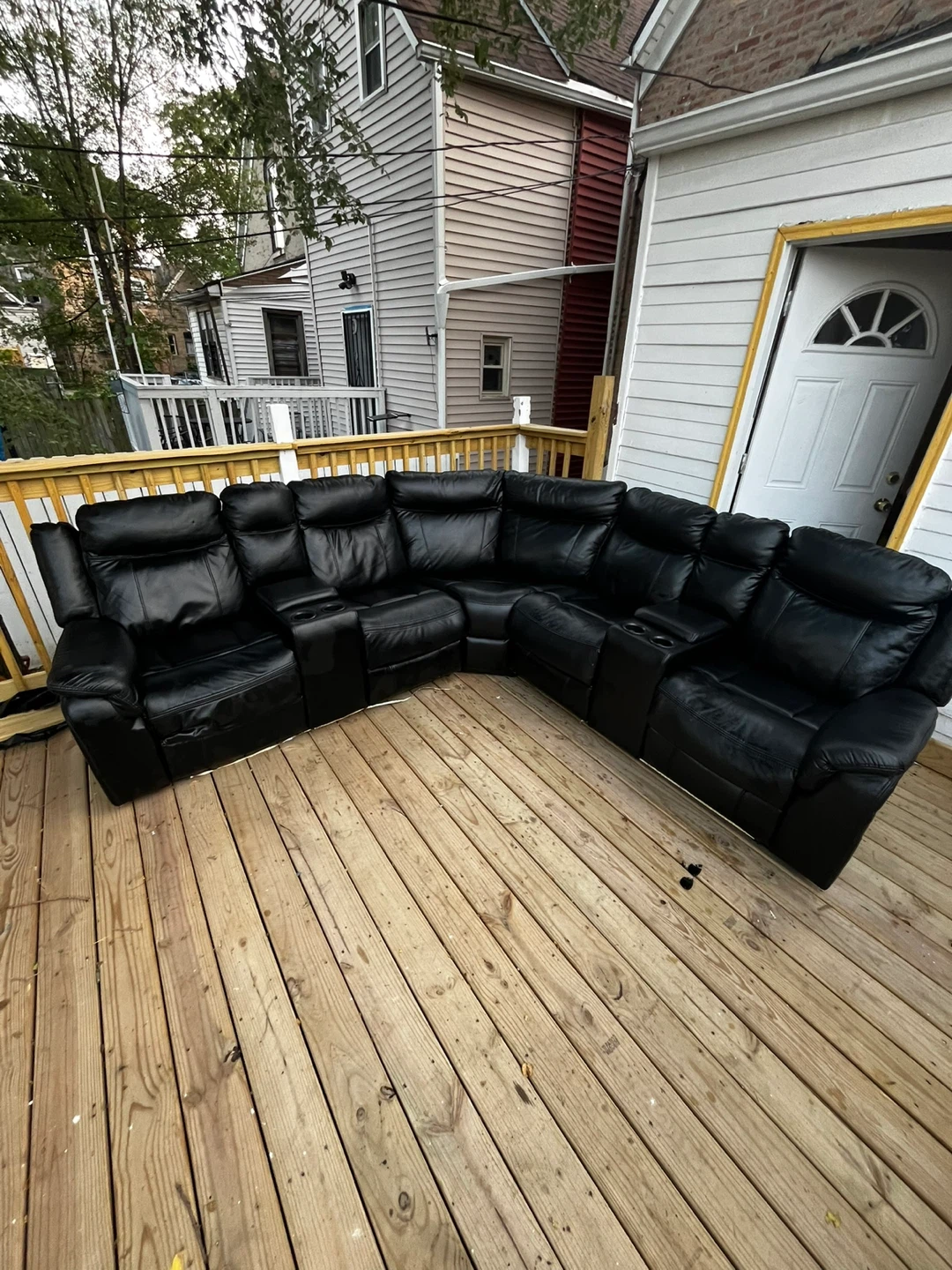 Black Leather Sectional Sofa with Recliners - photo 3