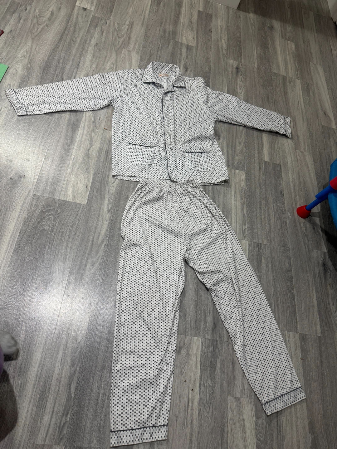 White Pajama Set with Dot Pattern