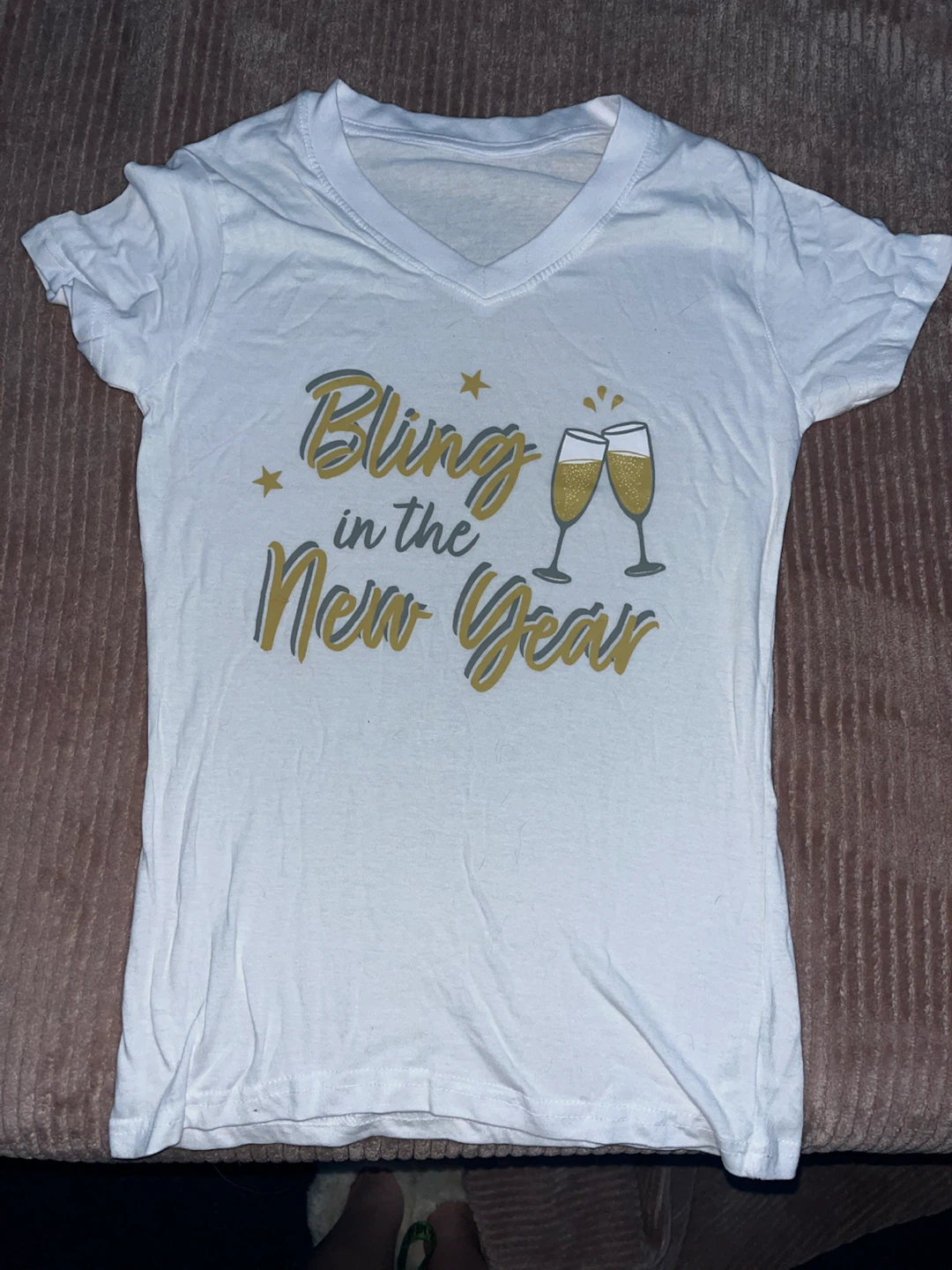 White 'Bling in the New Year' Graphic T-Shirt