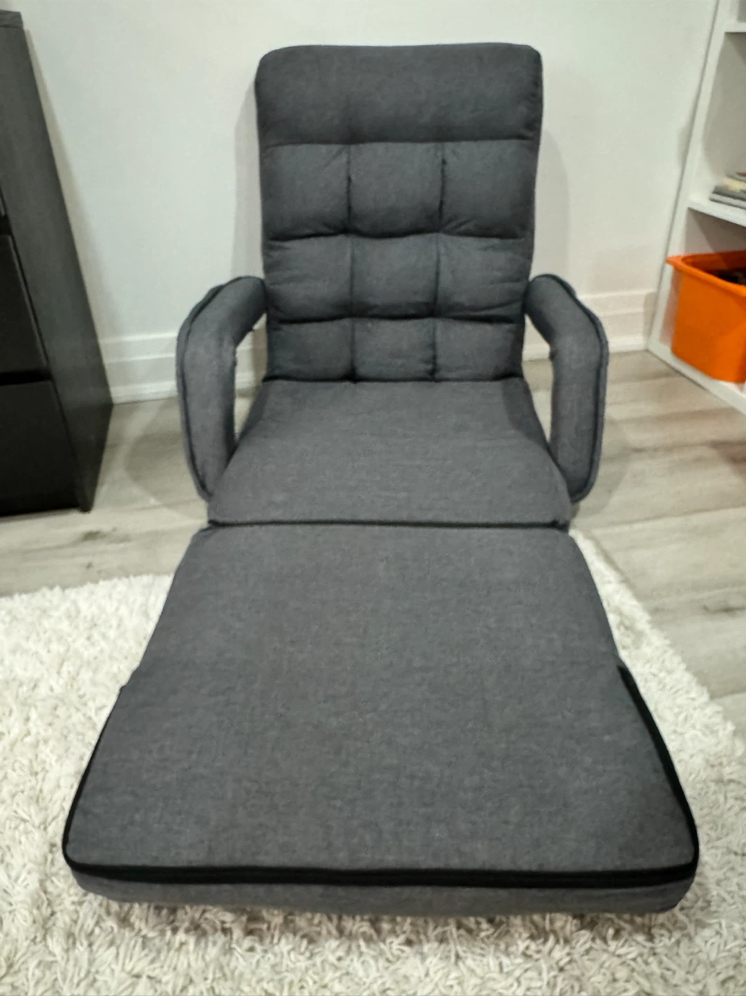 Modern Gray Adjustable Floor Chair with Armrests - photo 2