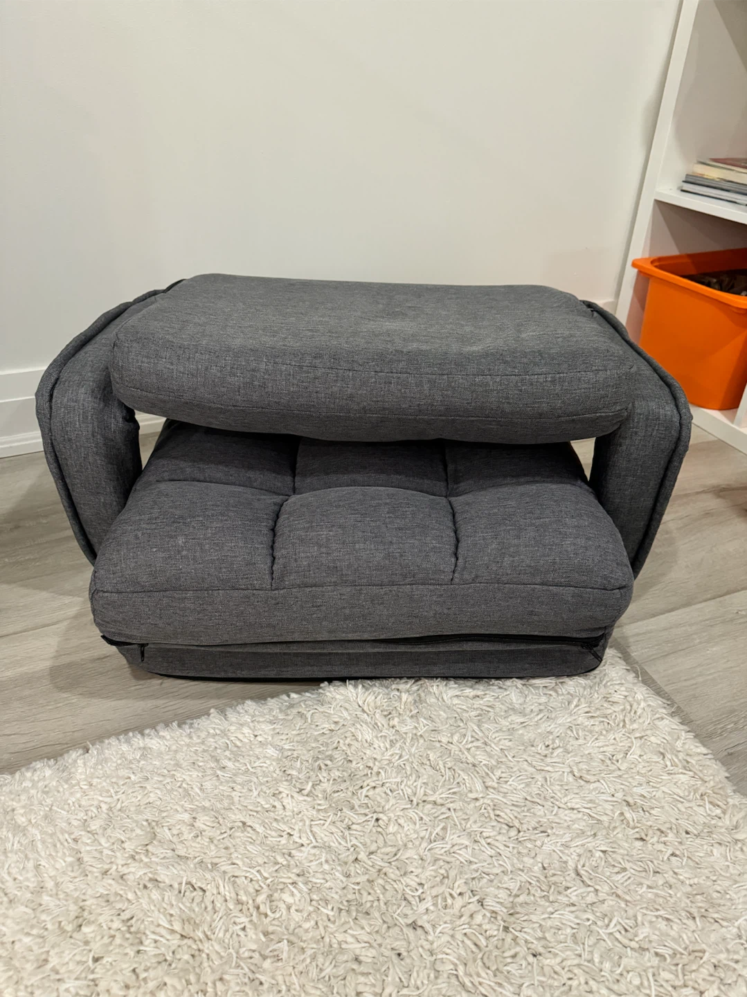 Modern Gray Adjustable Floor Chair with Armrests - photo 3