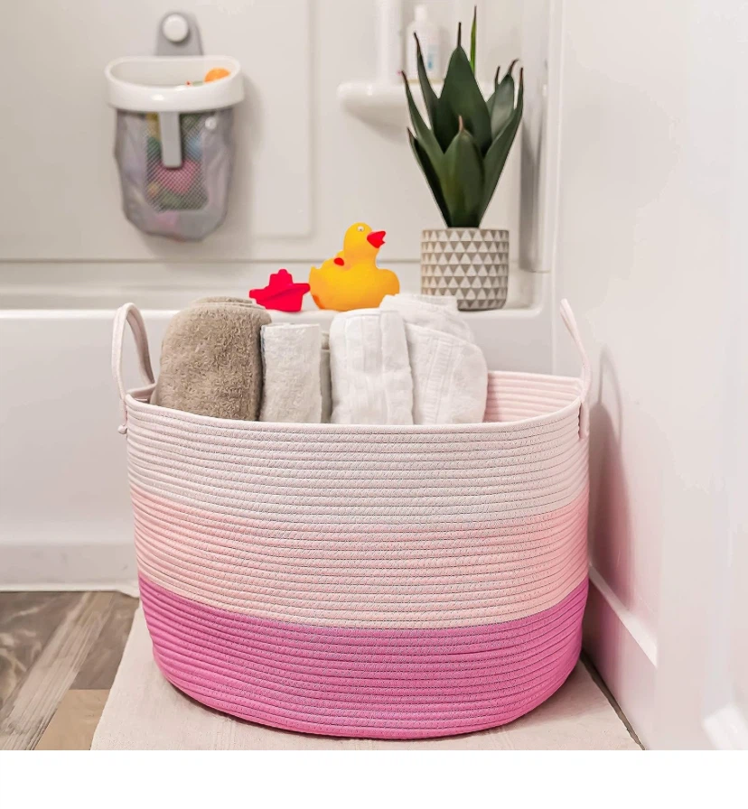 Large Rope Storage Basket - Pink Ombre