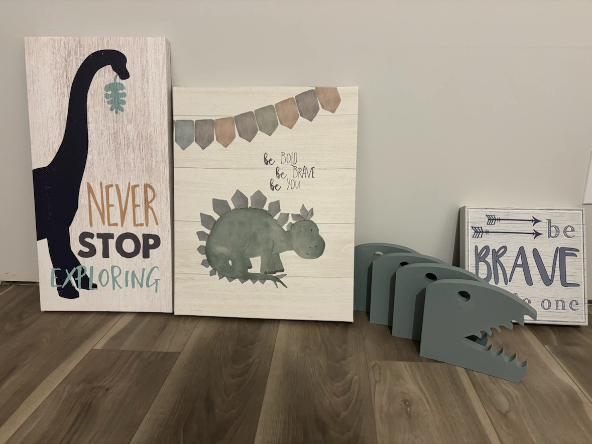 Dinosaur pictures & shelf brackets