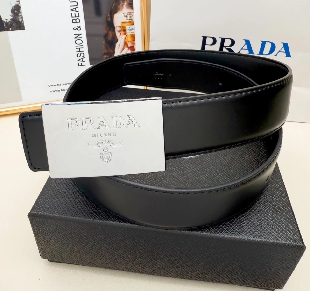 Prada Black Leather Belt