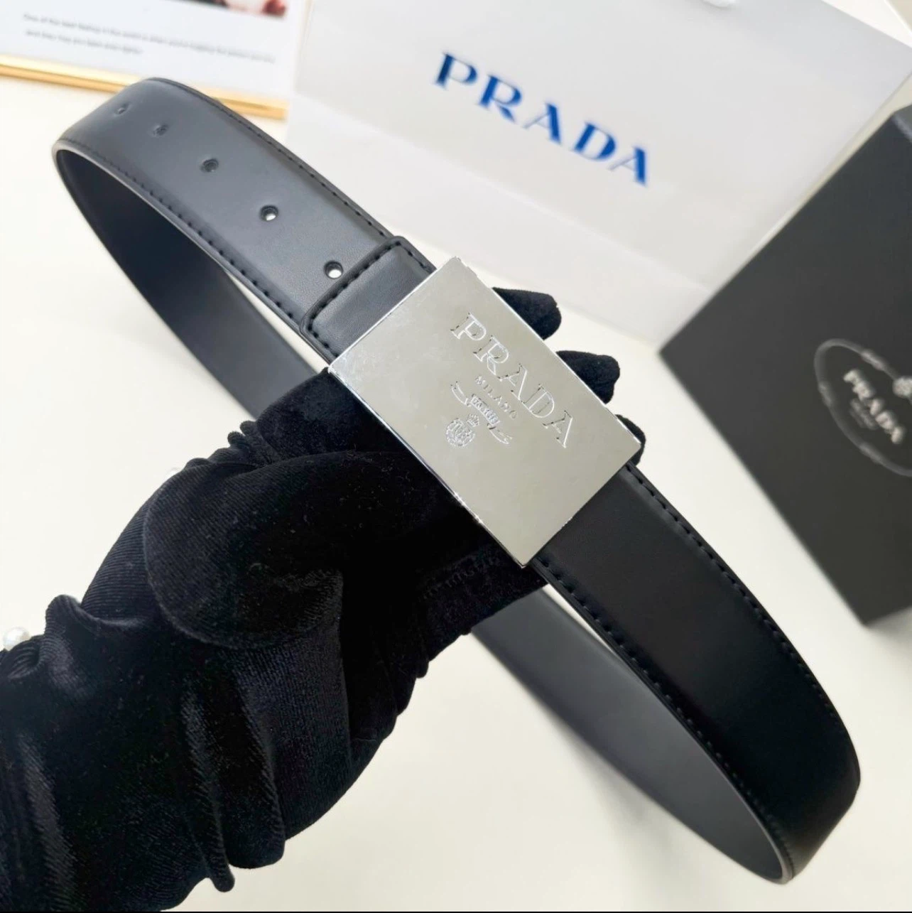 Prada Black Leather Belt - photo 2