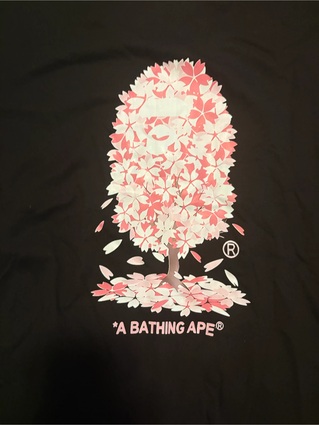 A Bathing Ape T-Shirt Cherry Blossom Graphic Black Size M