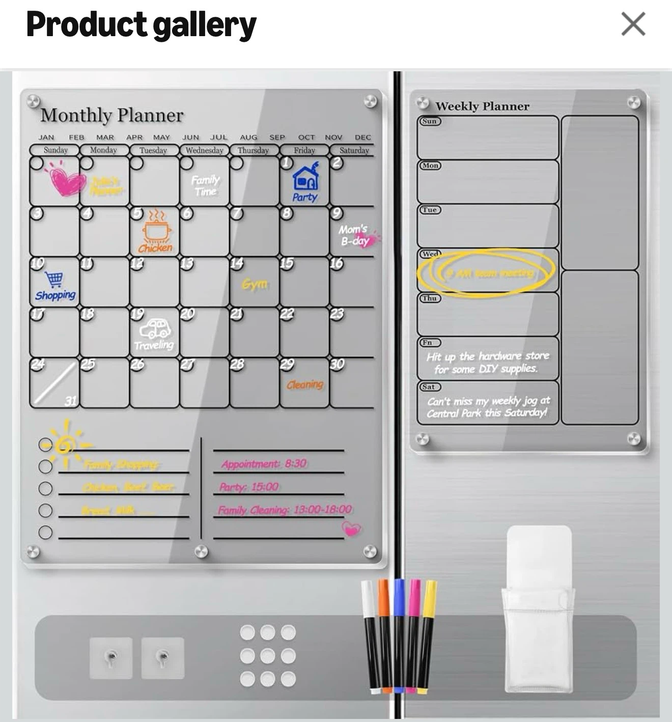 Acrylic Monthly & Weekly Planner Set for Refrigerator.